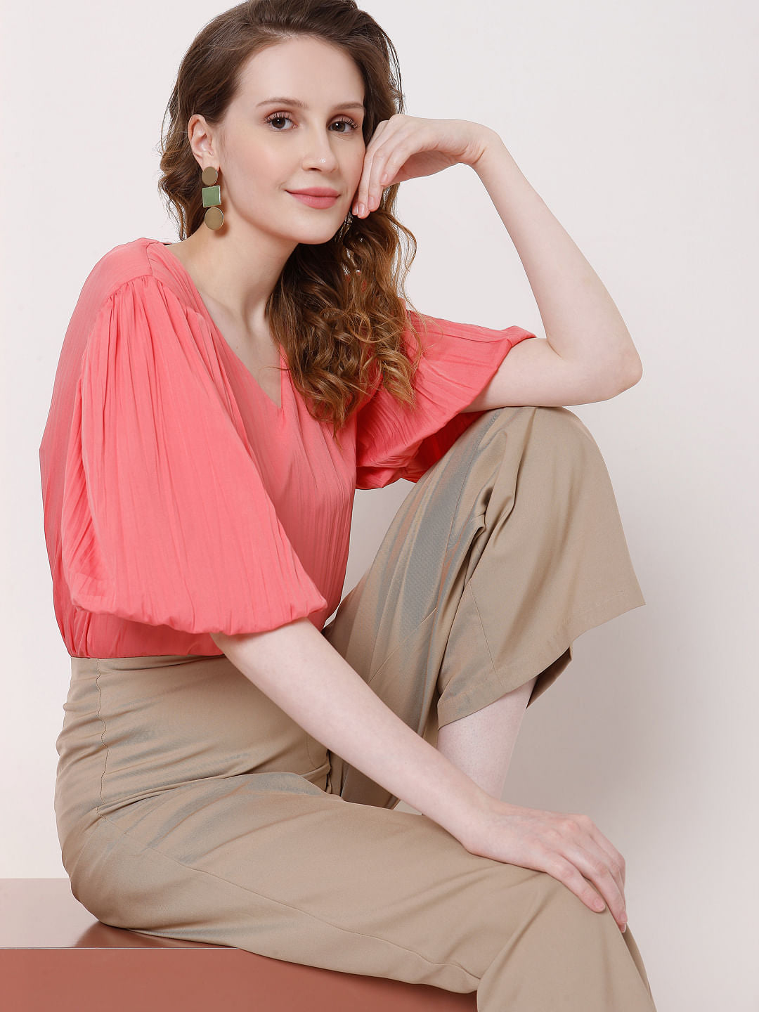 Pink V Neck Top