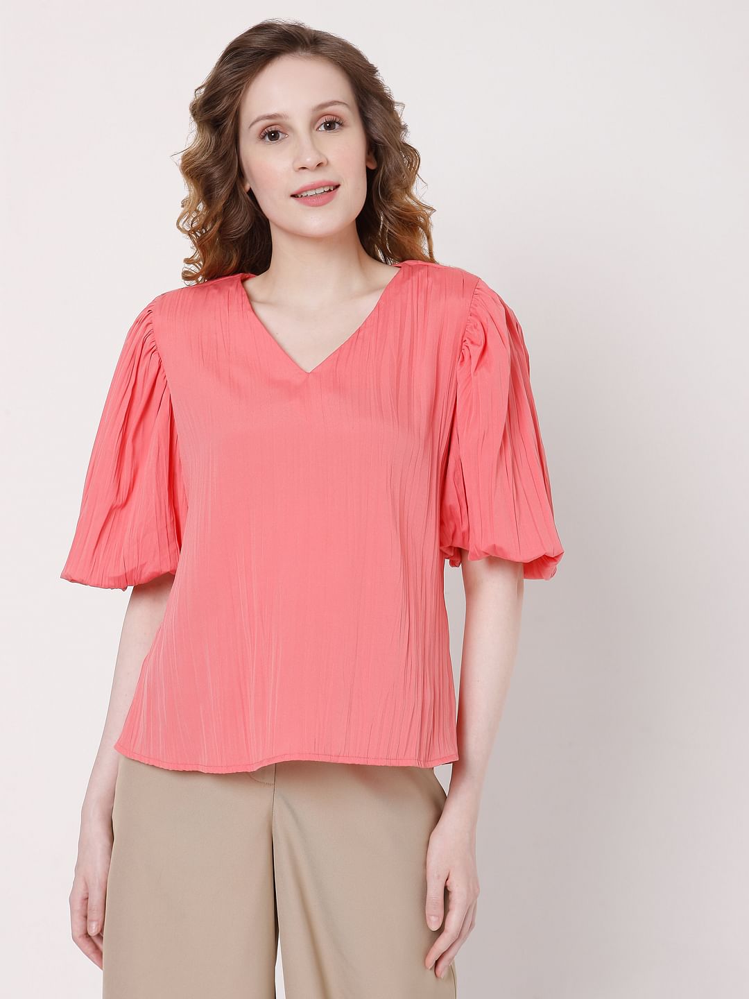 Pink V Neck Top