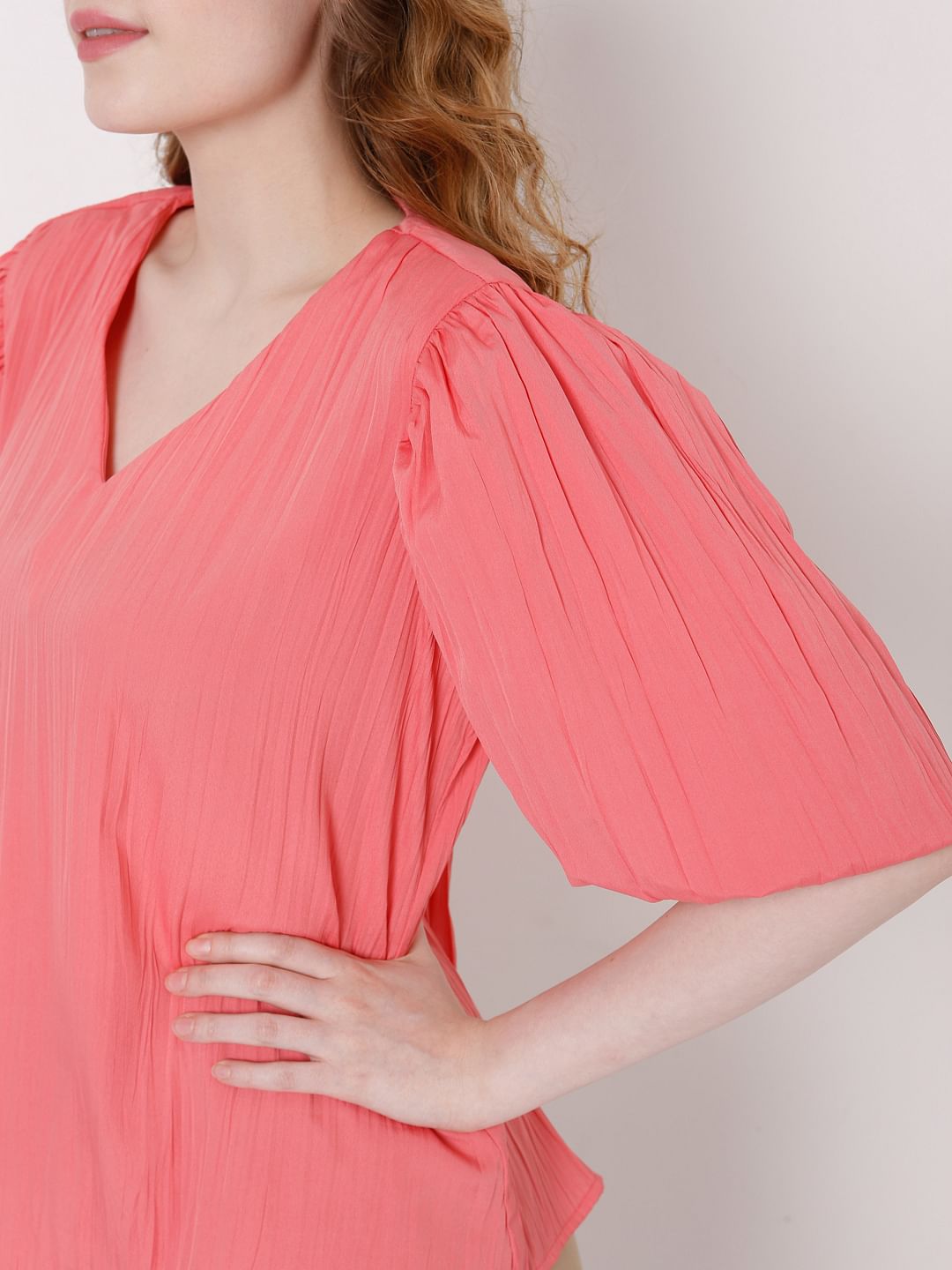 Pink V Neck Top