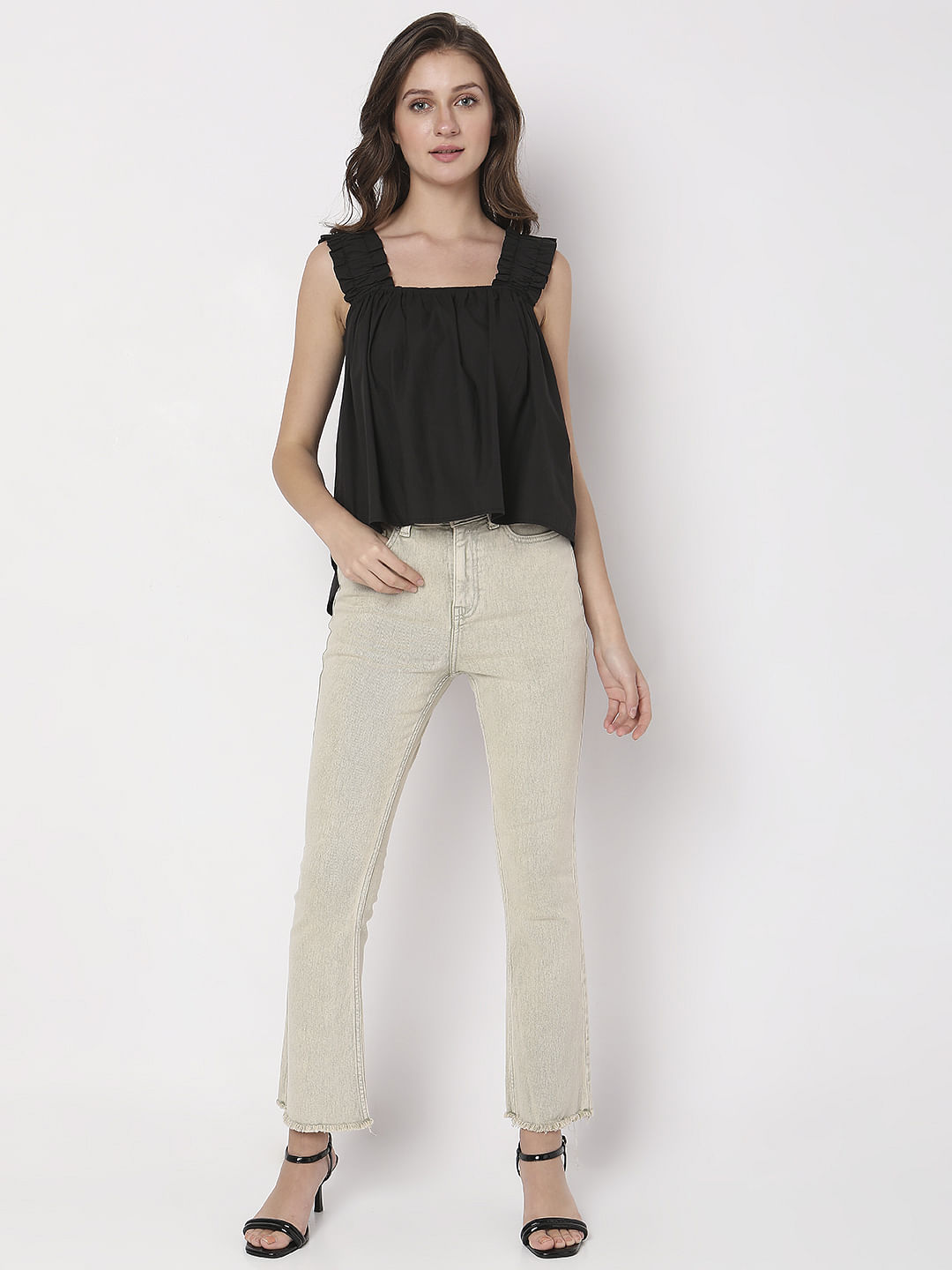 Black Square Neck Top