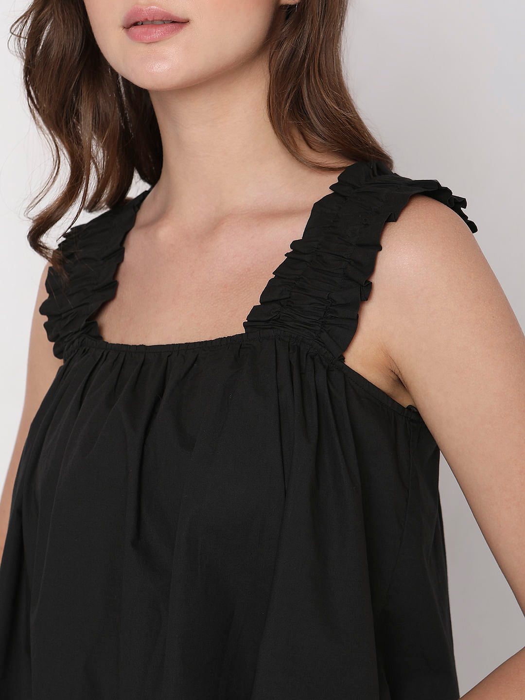Black Square Neck Top