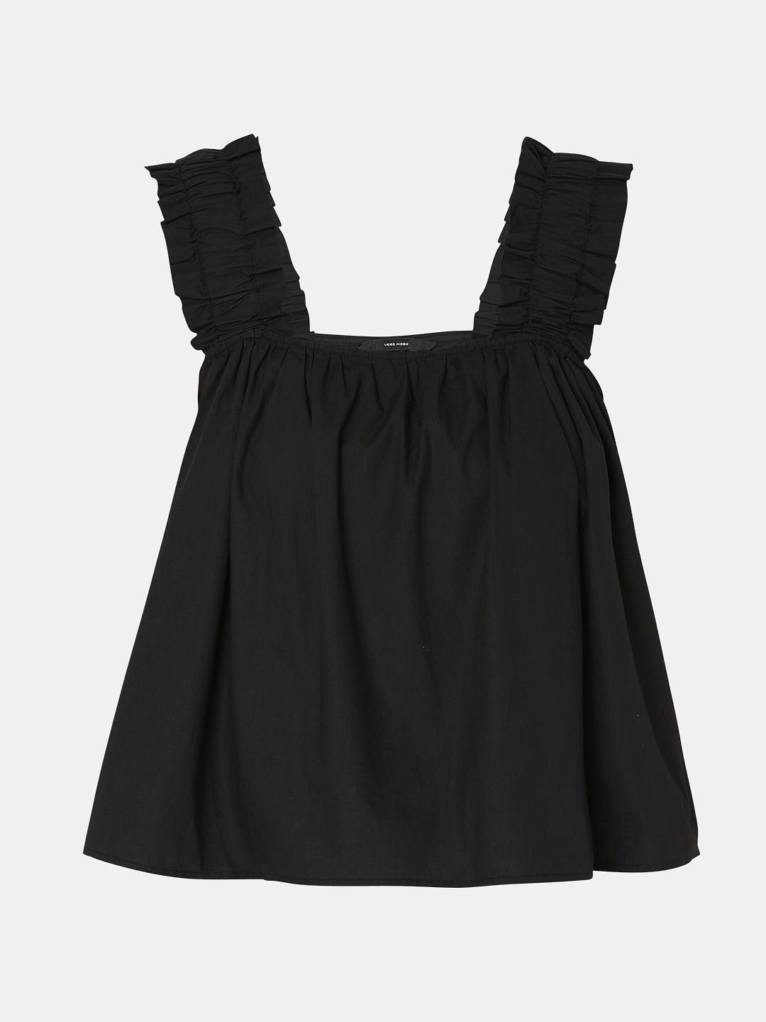 Black Square Neck Top
