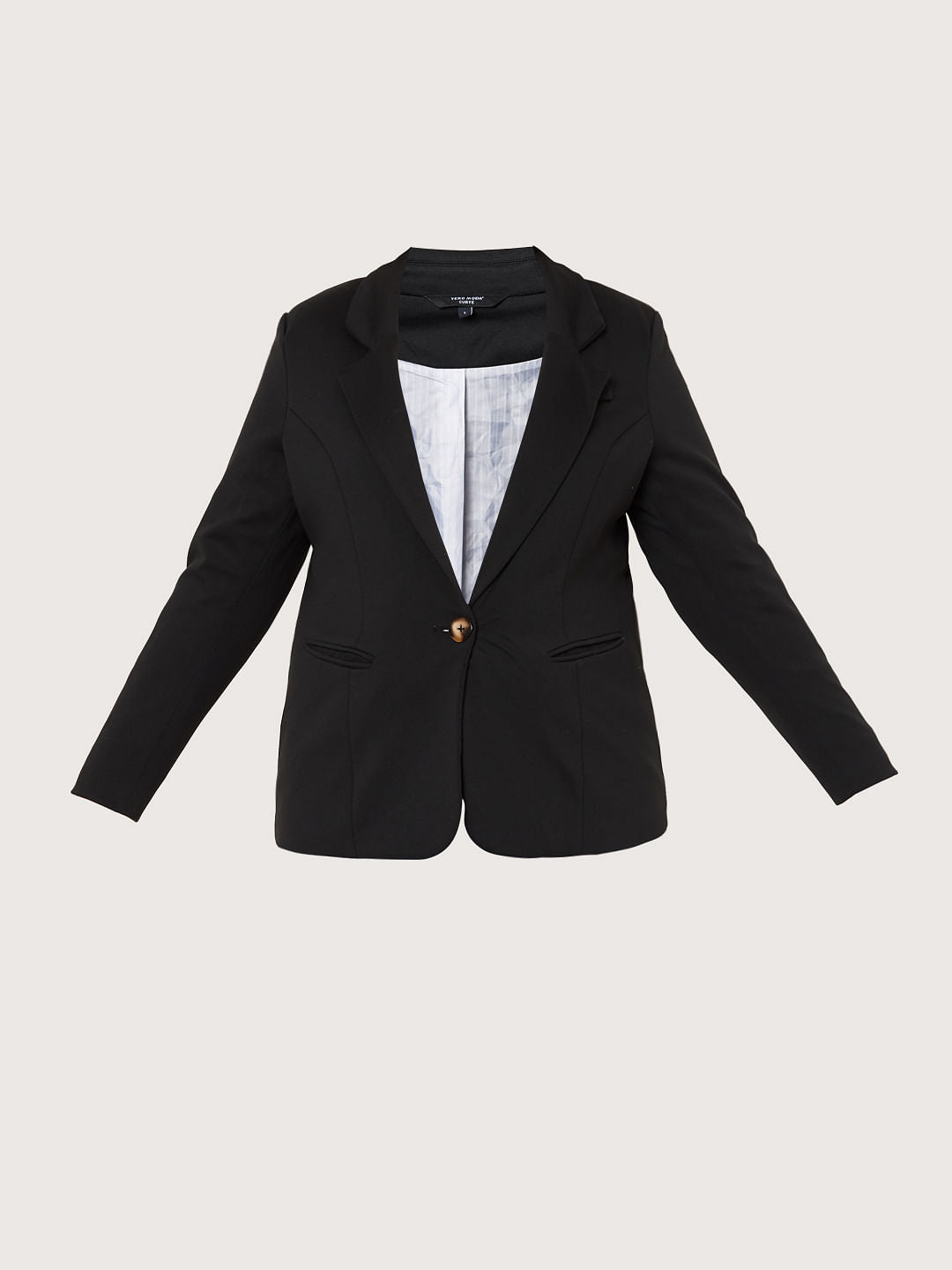 Curve Black Knit Formal Blazer