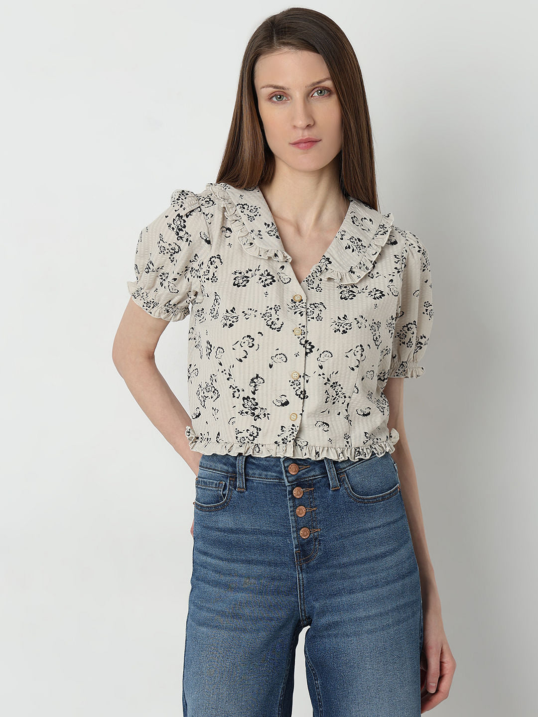 Light Beige Printed Shirt