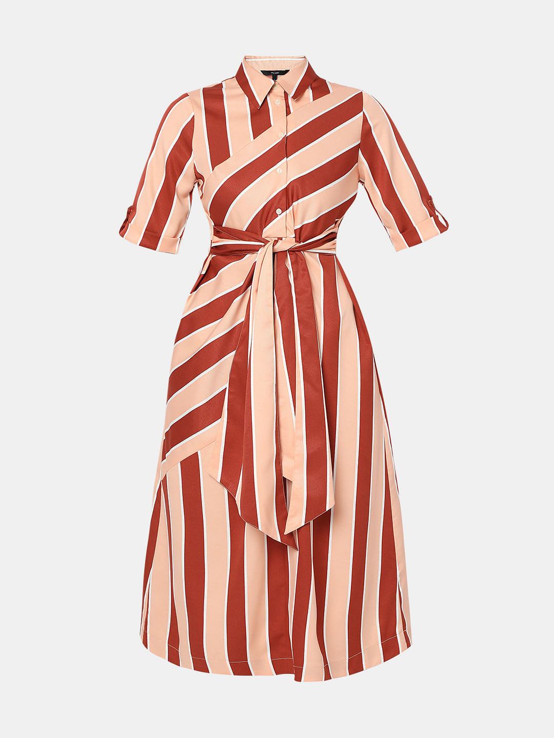Orange Striped Midi Dress