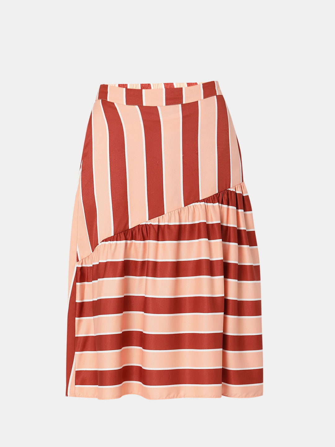 Peach Striped Midi Co-Ord Skirt