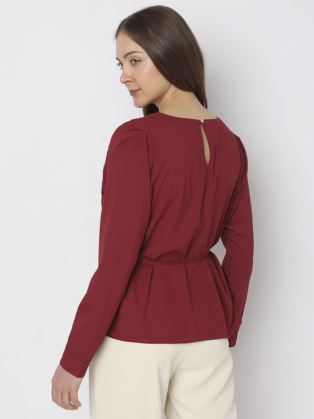 Brick Red Pleated Top