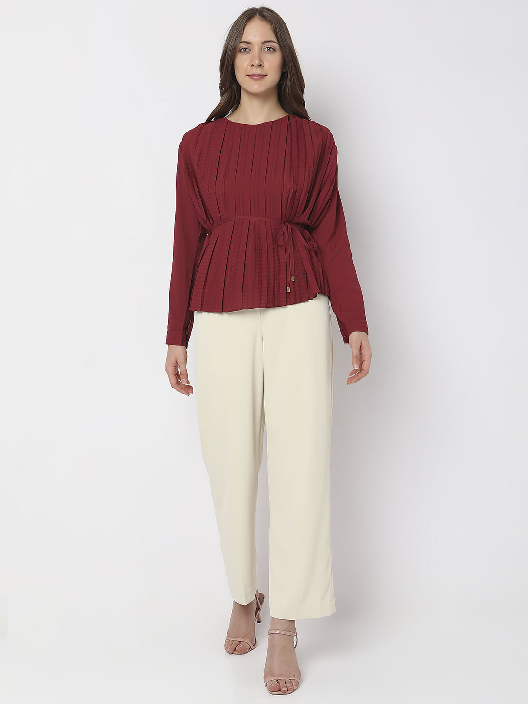 Brick Red Pleated Top