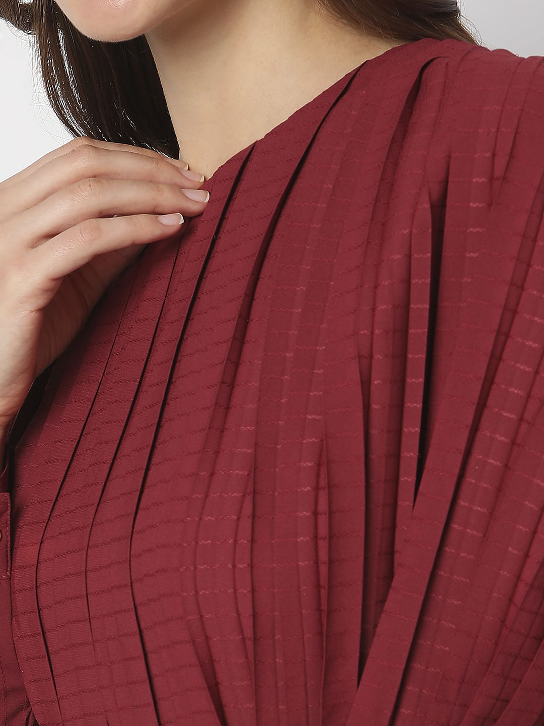 Brick Red Pleated Top