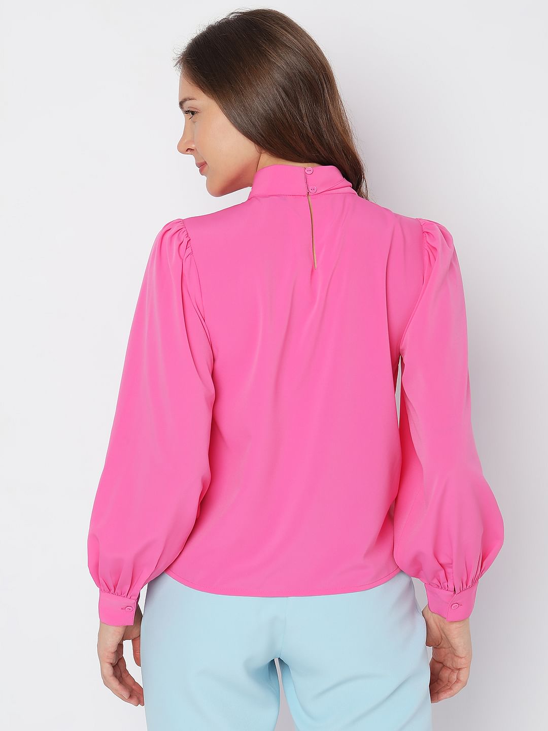 Pink High Neck Top