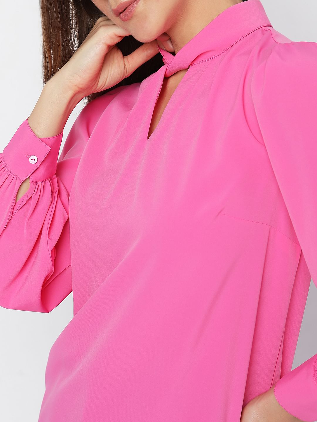 Pink High Neck Top