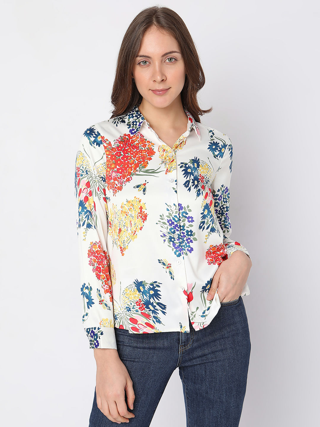 White Floral Shirt