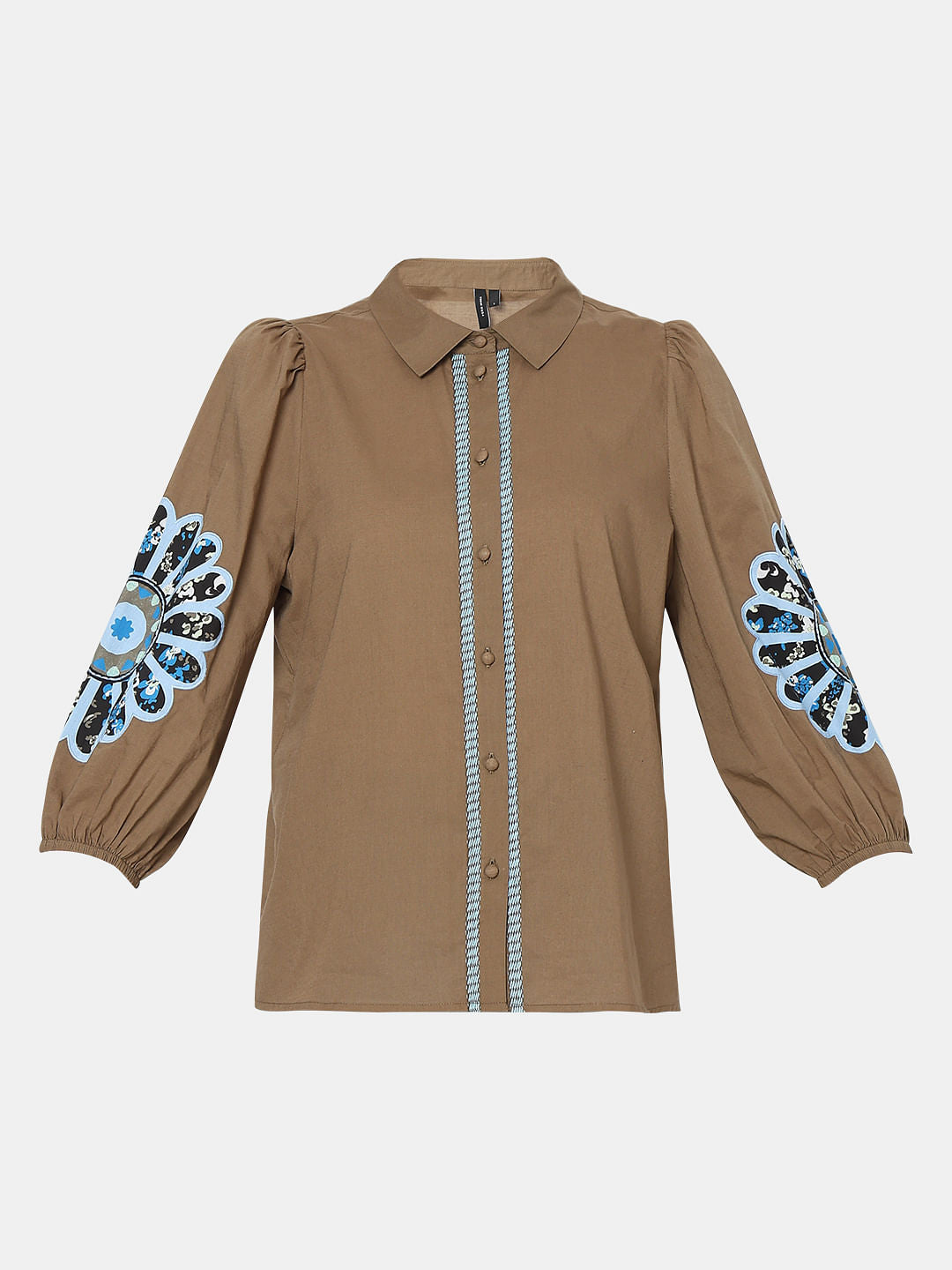 Brown Embroidered Shirt
