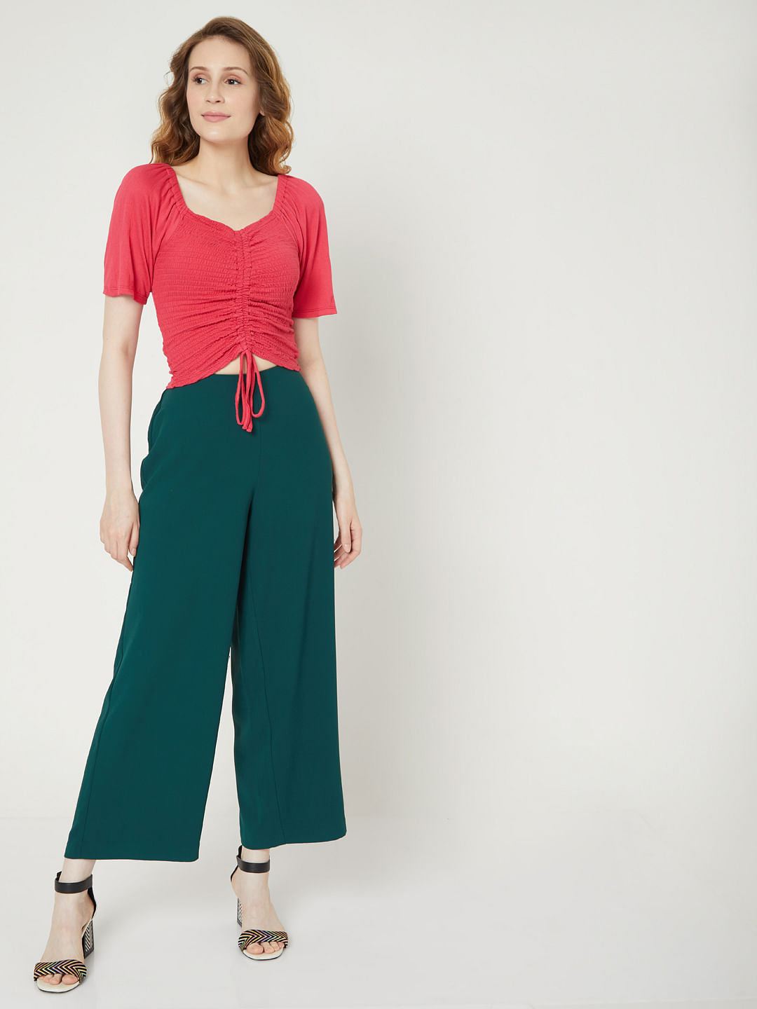 Pink Ruched Crop Top