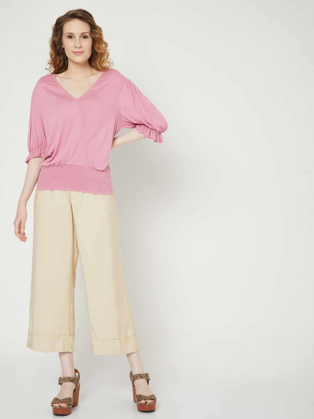 Pink V Neck Top