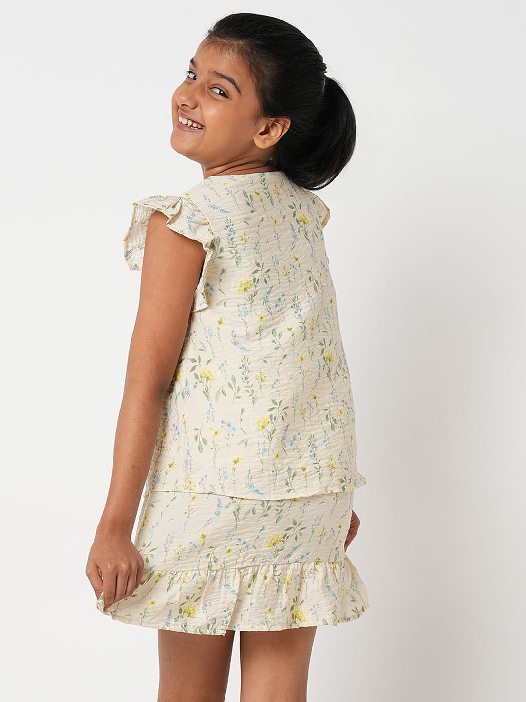 Beige Floral Co-Ord Set Top