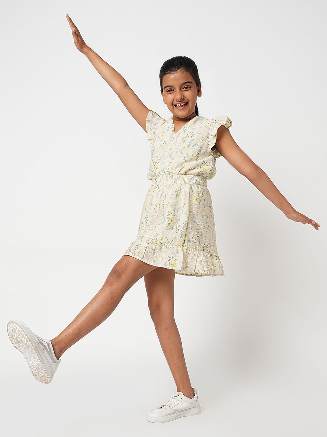 Beige Floral Co-Ord Set Top