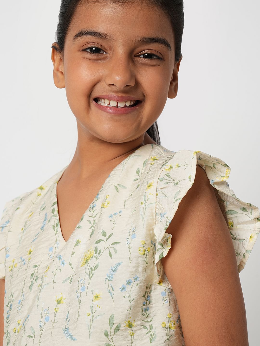 Beige Floral Co-Ord Set Top