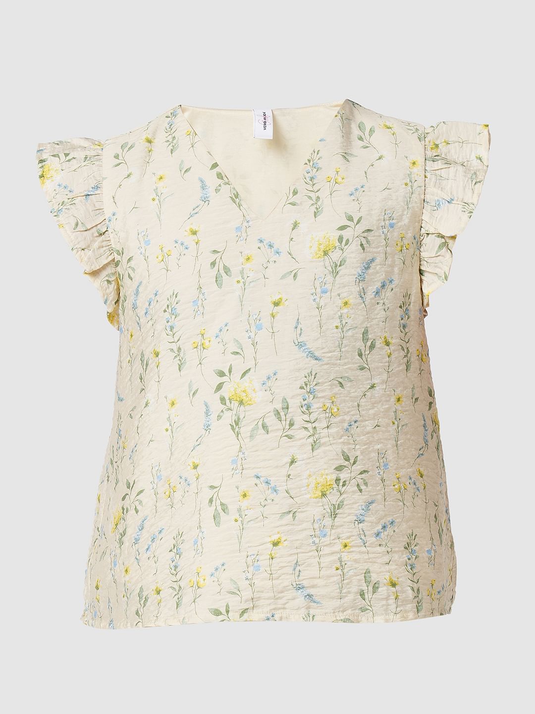 Beige Floral Co-Ord Set Top