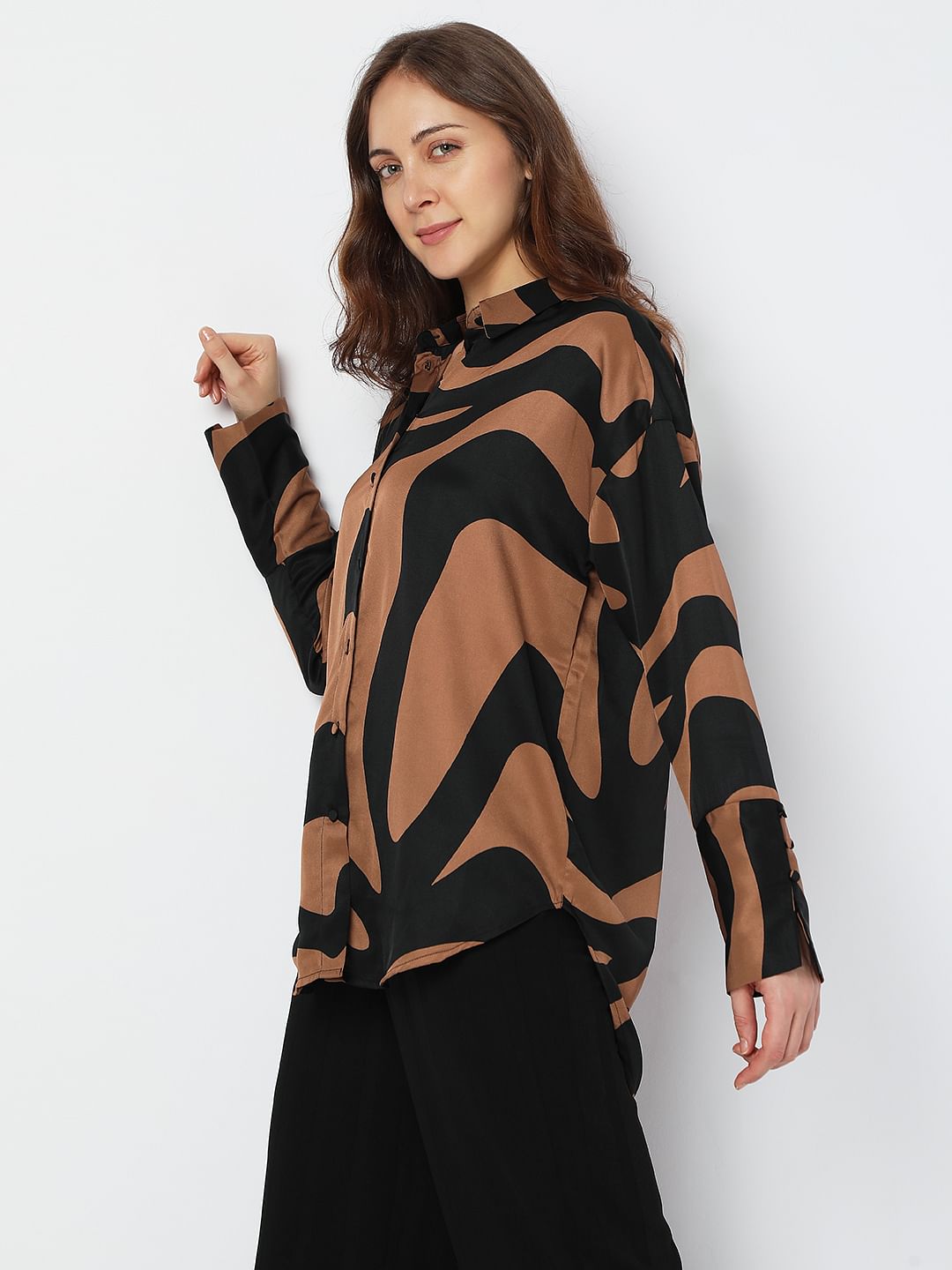 Brown Printed Long Shirt