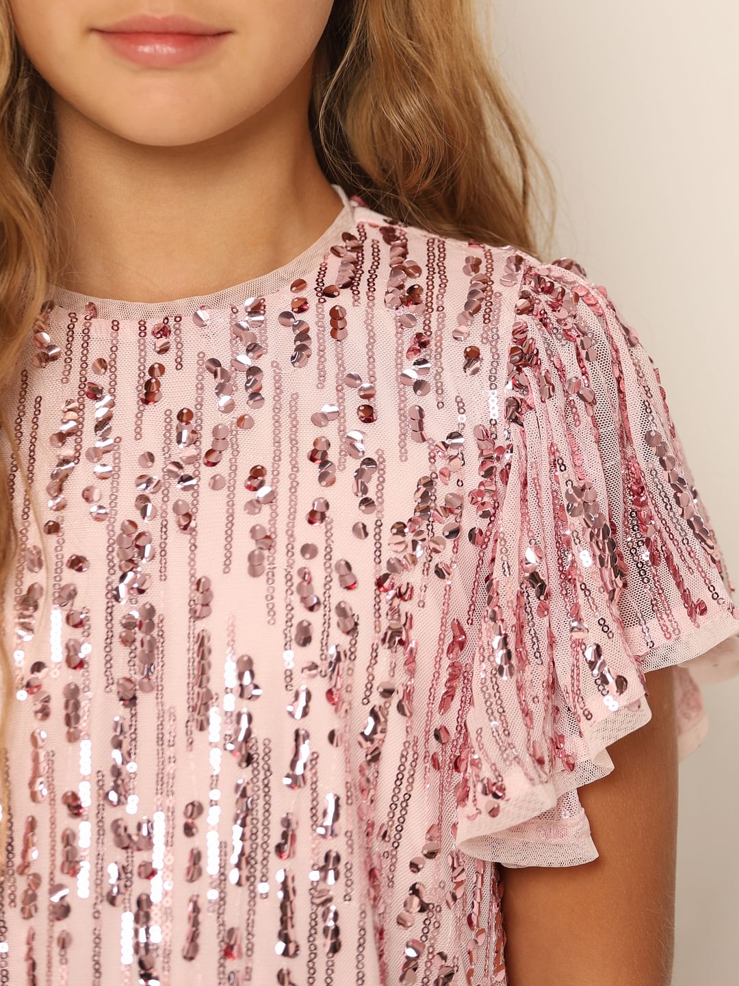 Pink Sequin Detail Shift Dress