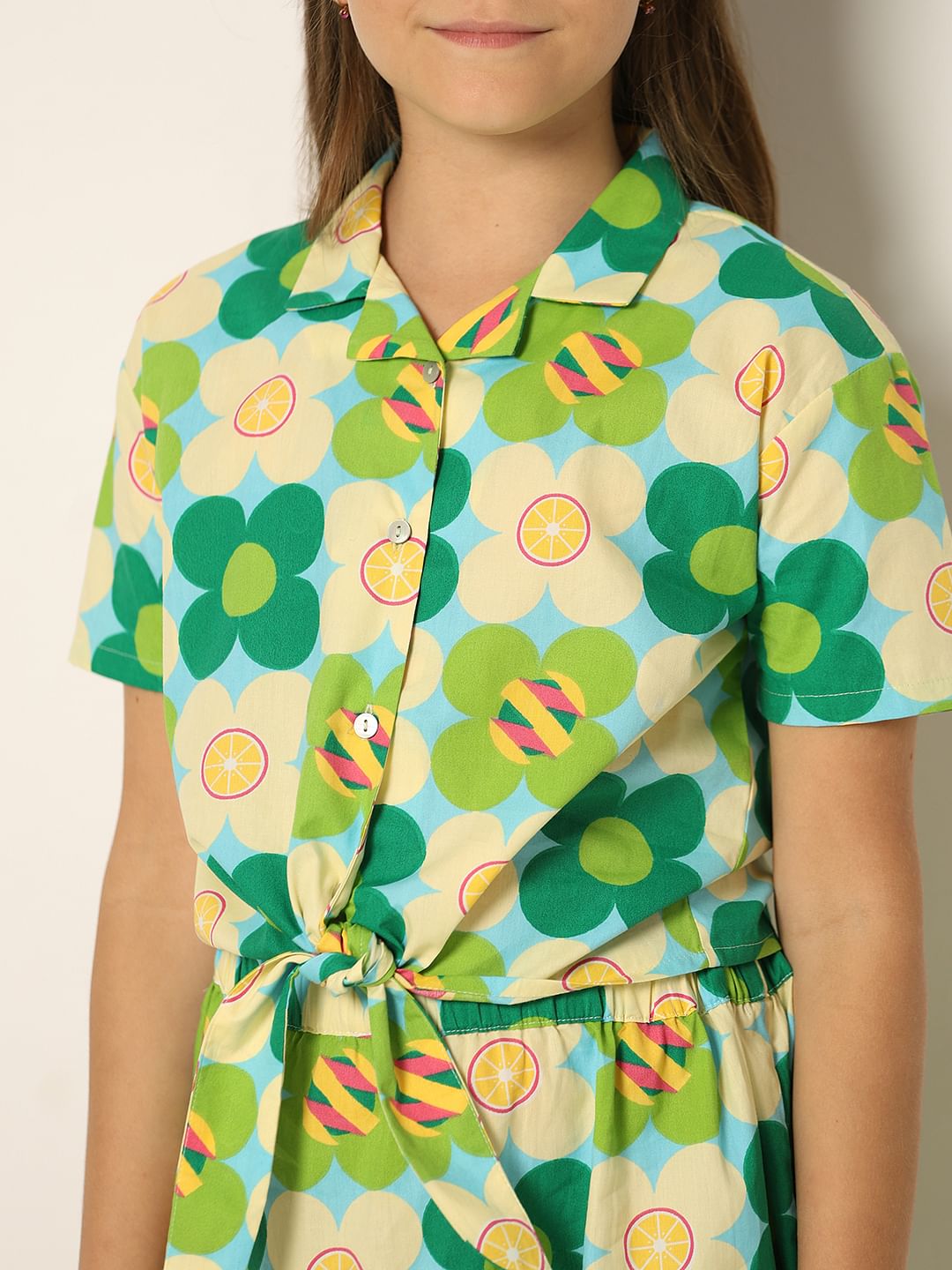 Green Floral Co-Ord Set Shirt