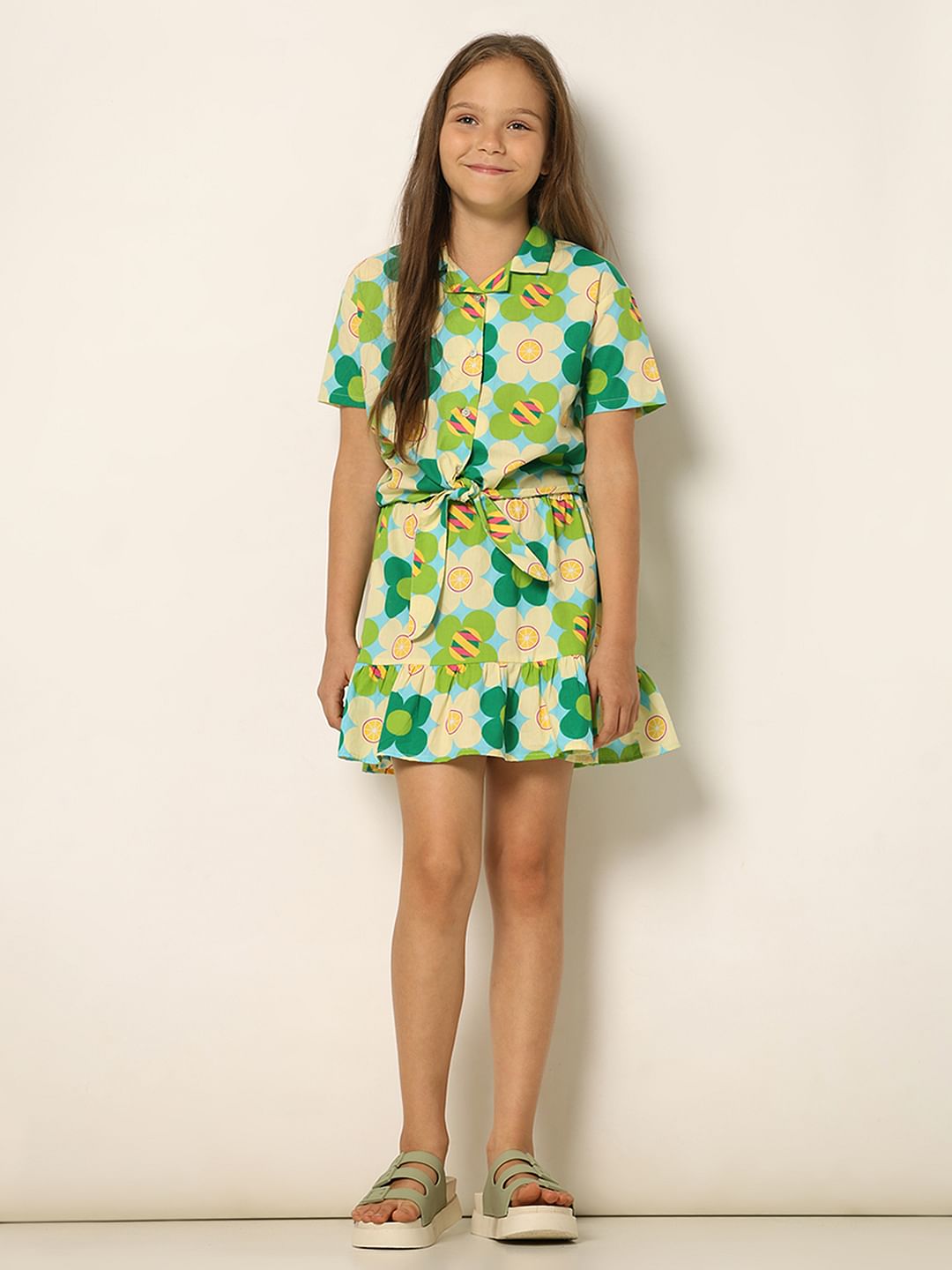 Green Floral Co-Ord Set Shirt