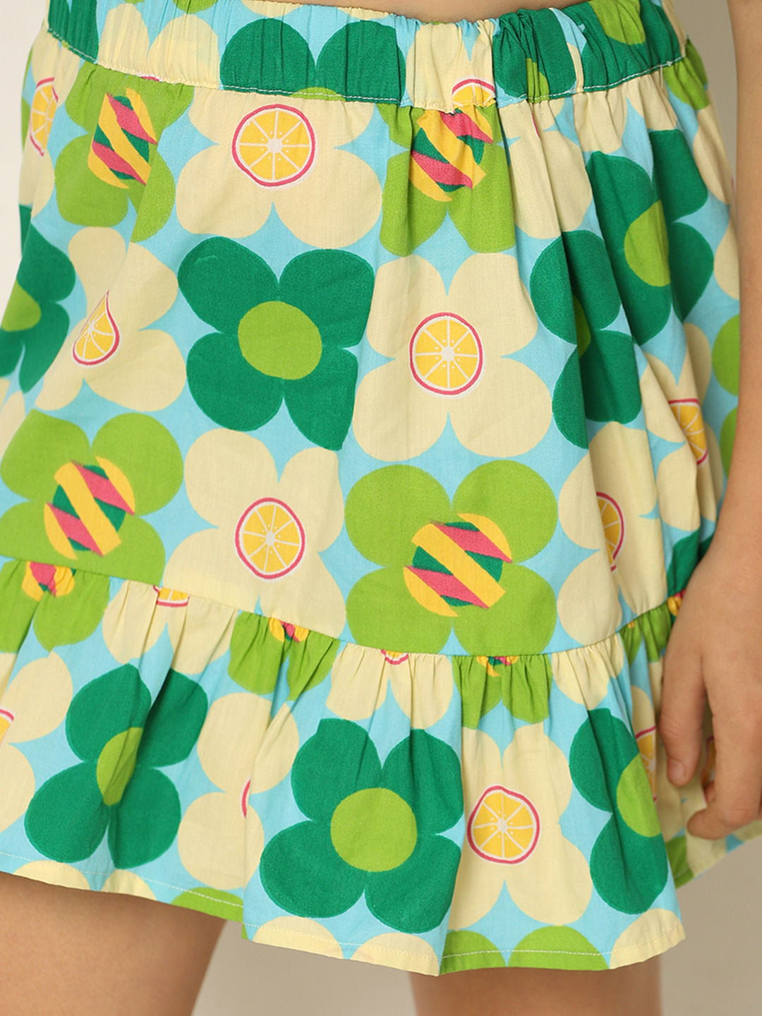 Green Floral Co-Ord Set Skirt