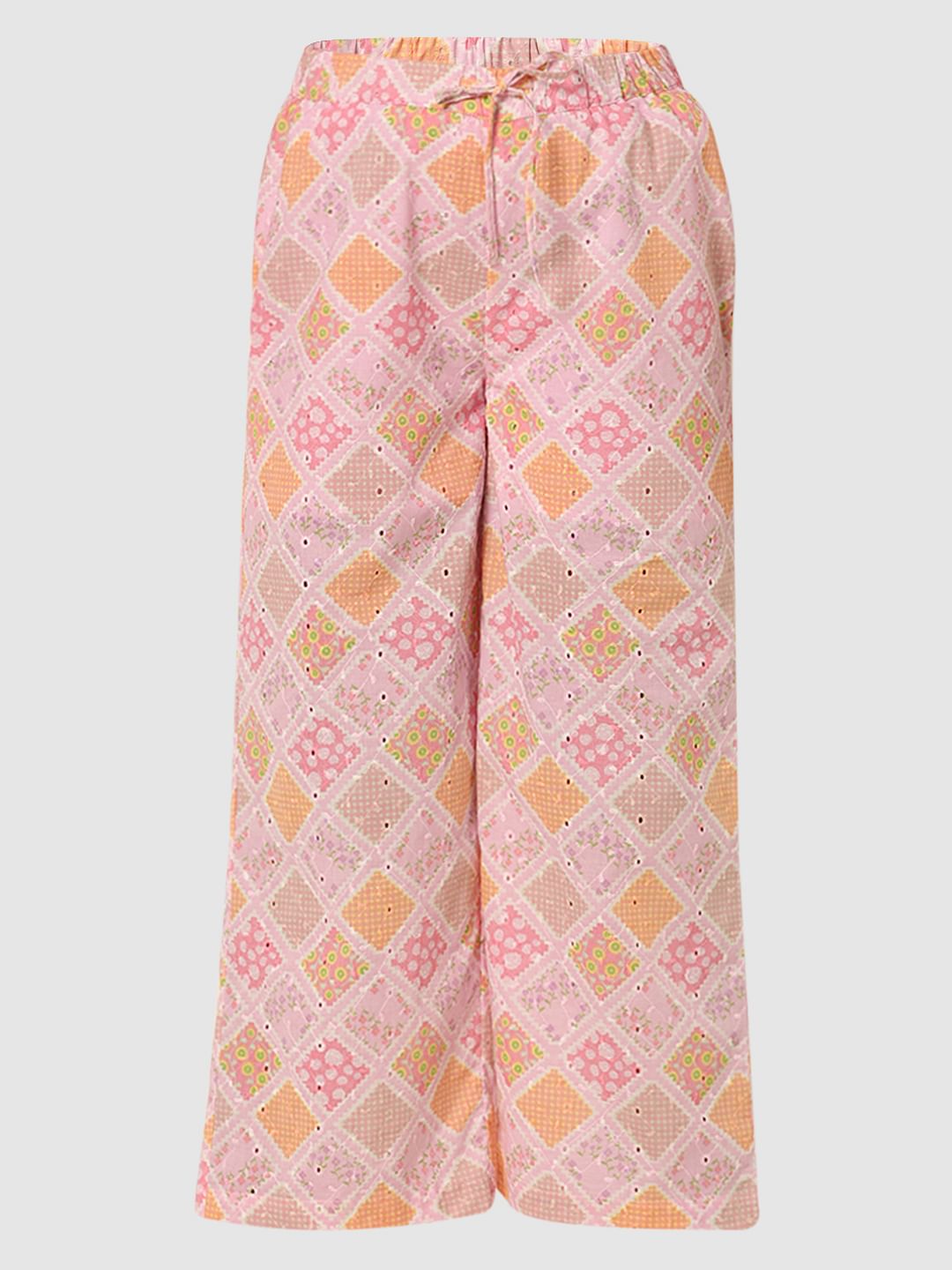Girls Pink Schiffli Co-Ord Set Pants