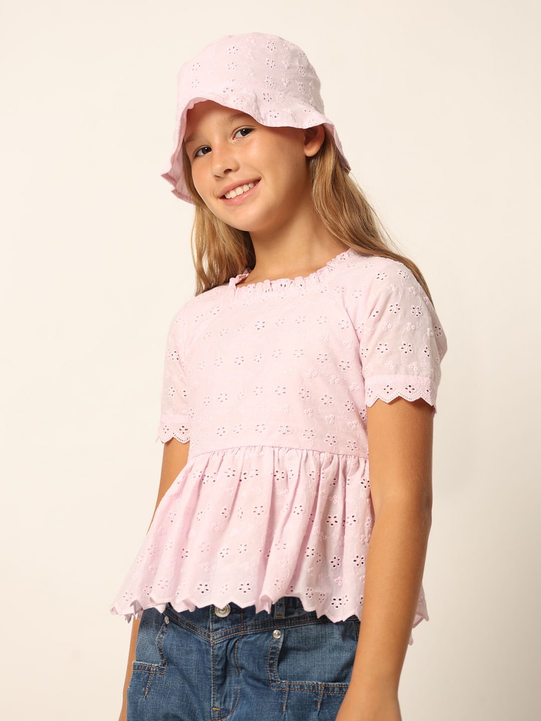 Pink Schiffli Flared Top
