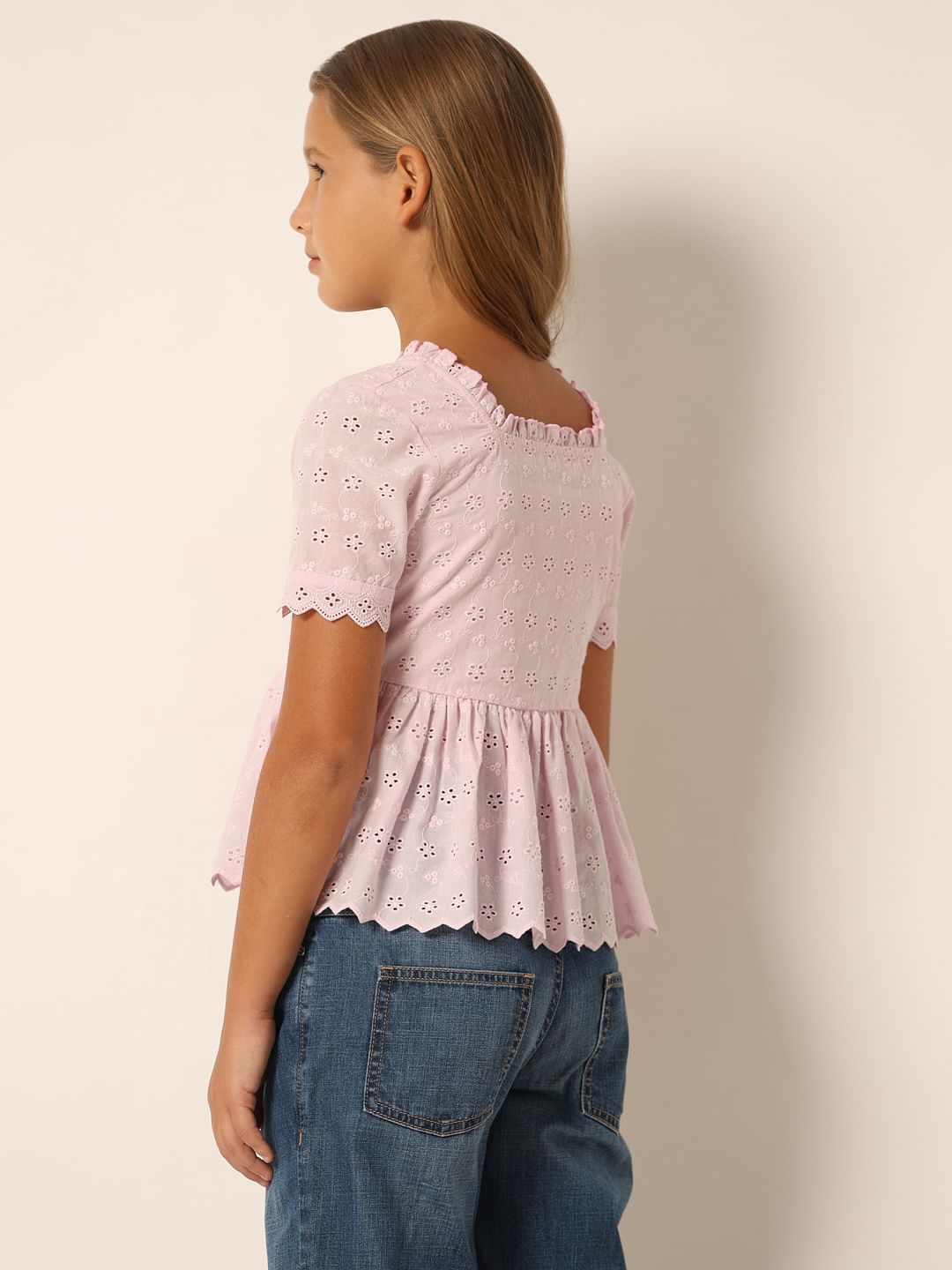 Pink Schiffli Flared Top