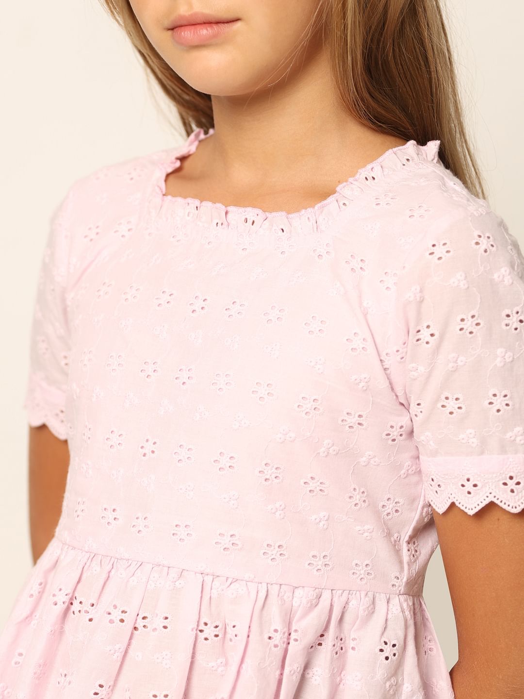 Pink Schiffli Flared Top