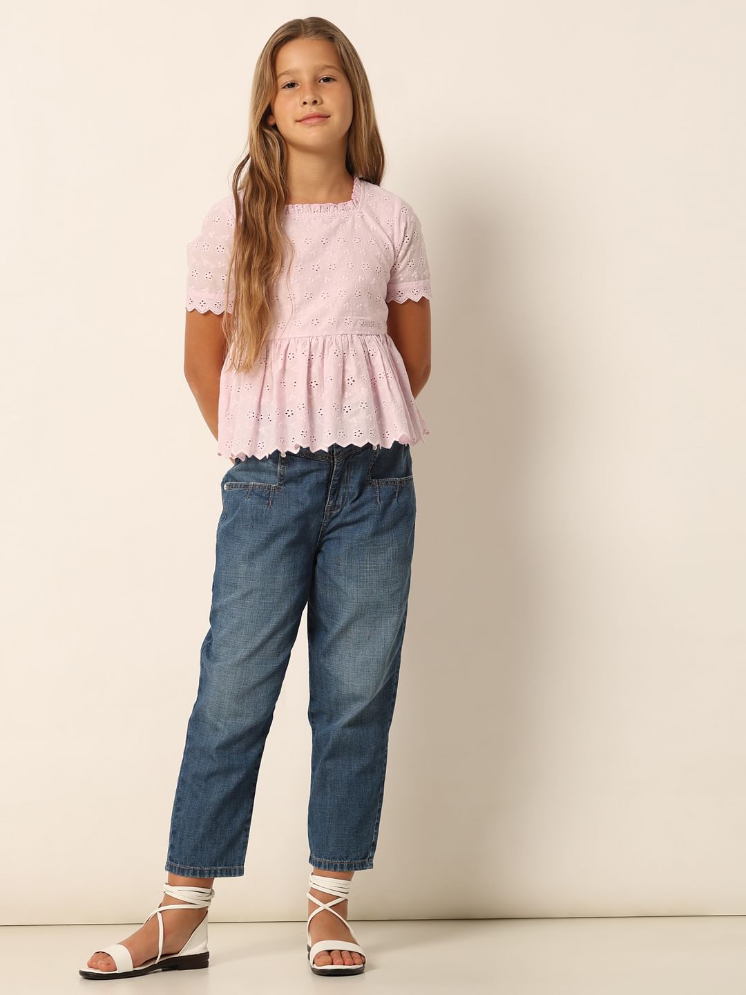 Pink Schiffli Flared Top