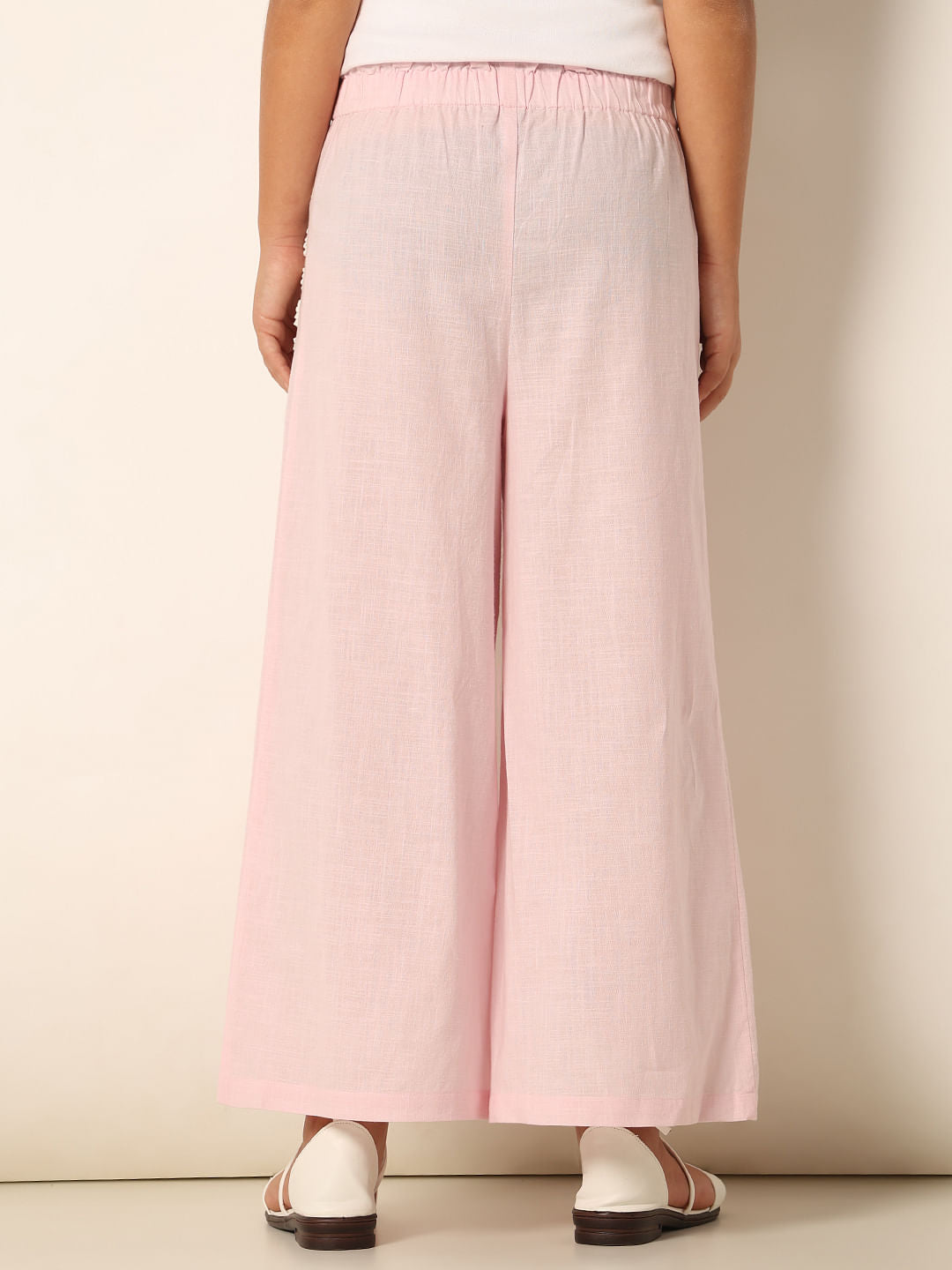 Pink Crochet Pocket Wide Leg Pants