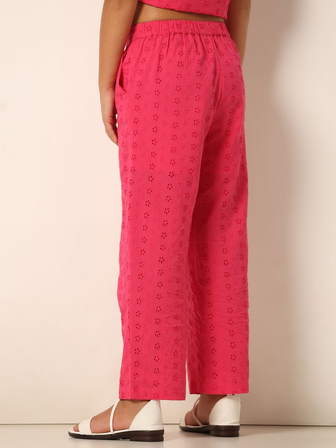 Pink Schiffli Wide Leg Pants