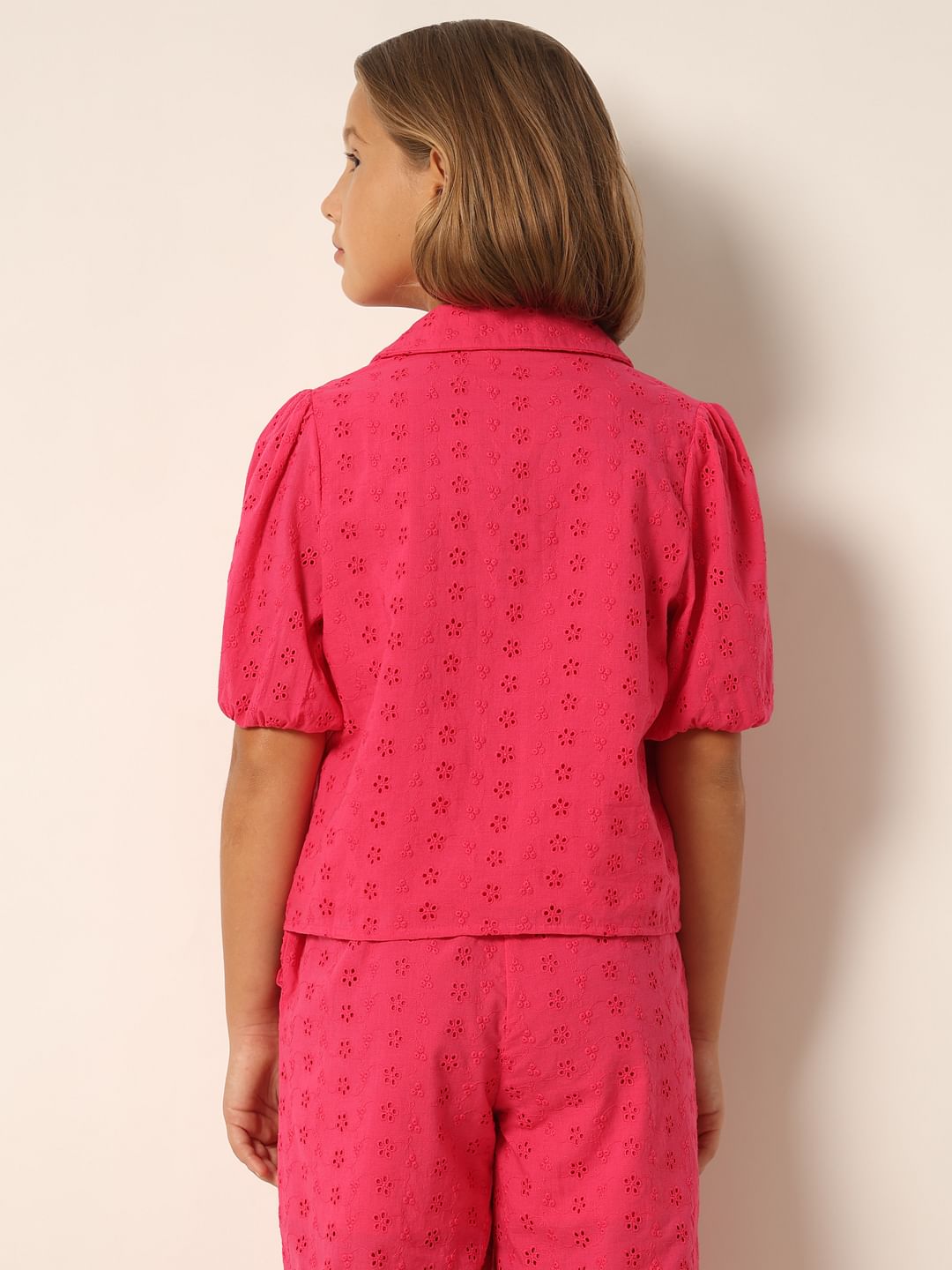 Pink Schiffli Co-Ord Set Shirt