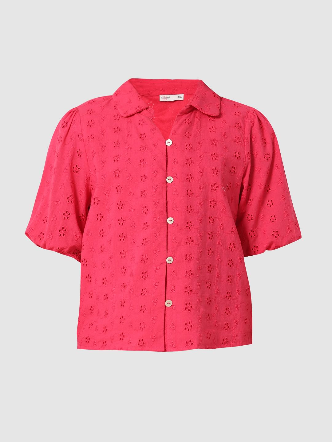 Pink Schiffli Co-Ord Set Shirt