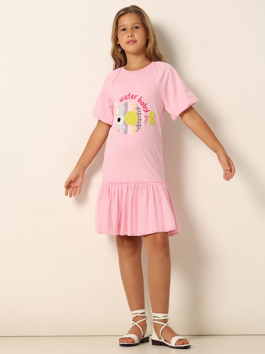 Pink Graphic Print Fit & Flare Dress