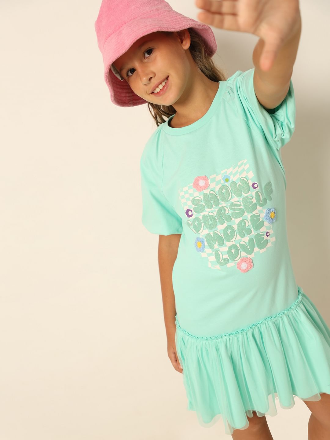 Green Graphic Print Fit & Flare Dress