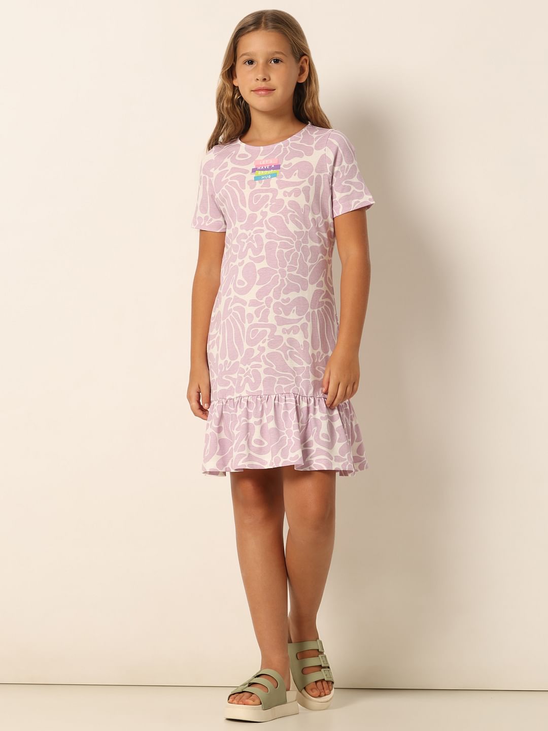 Purple Printed Shift Dress