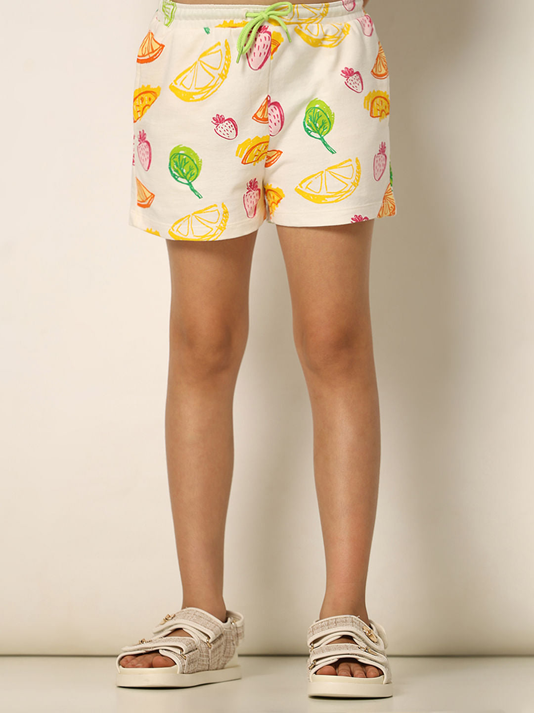 White Printed Co--Ord Set Shorts