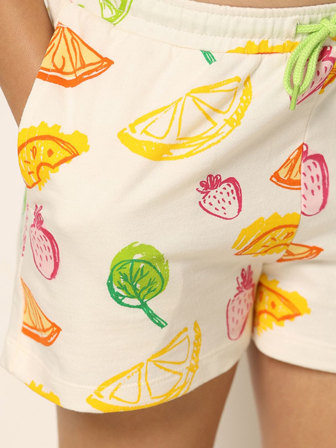 White Printed Co--Ord Set Shorts