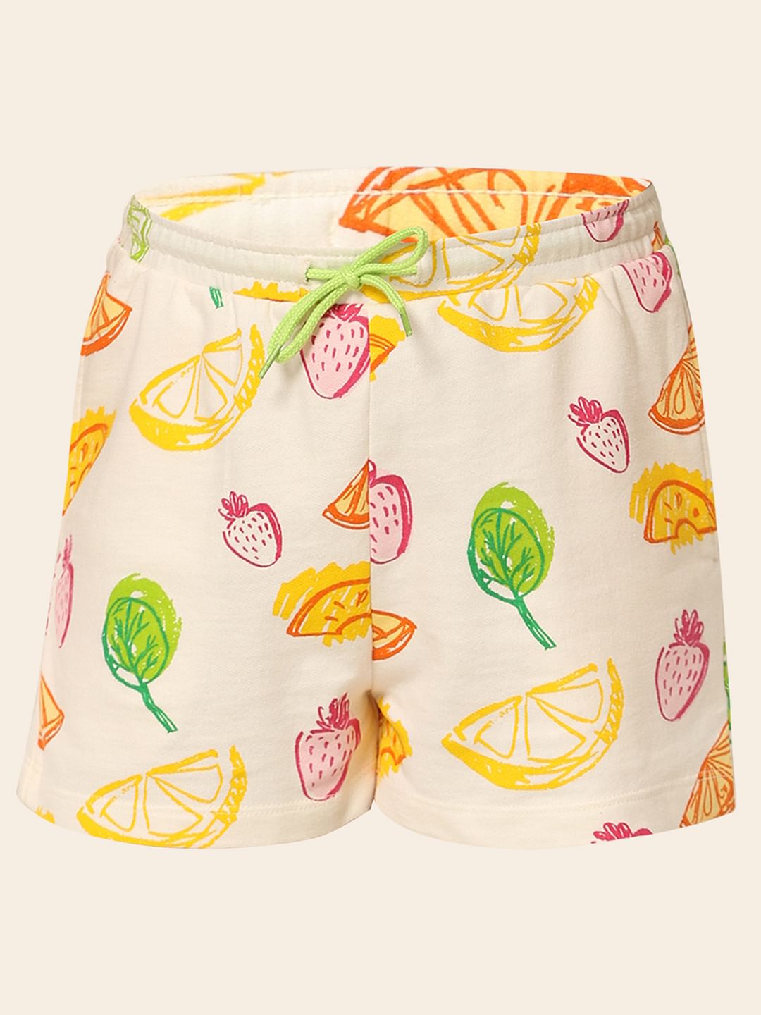 White Printed Co--Ord Set Shorts