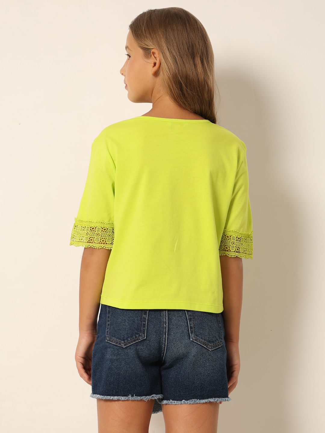 Neon Green Printed Boxy Fit T-Shirt
