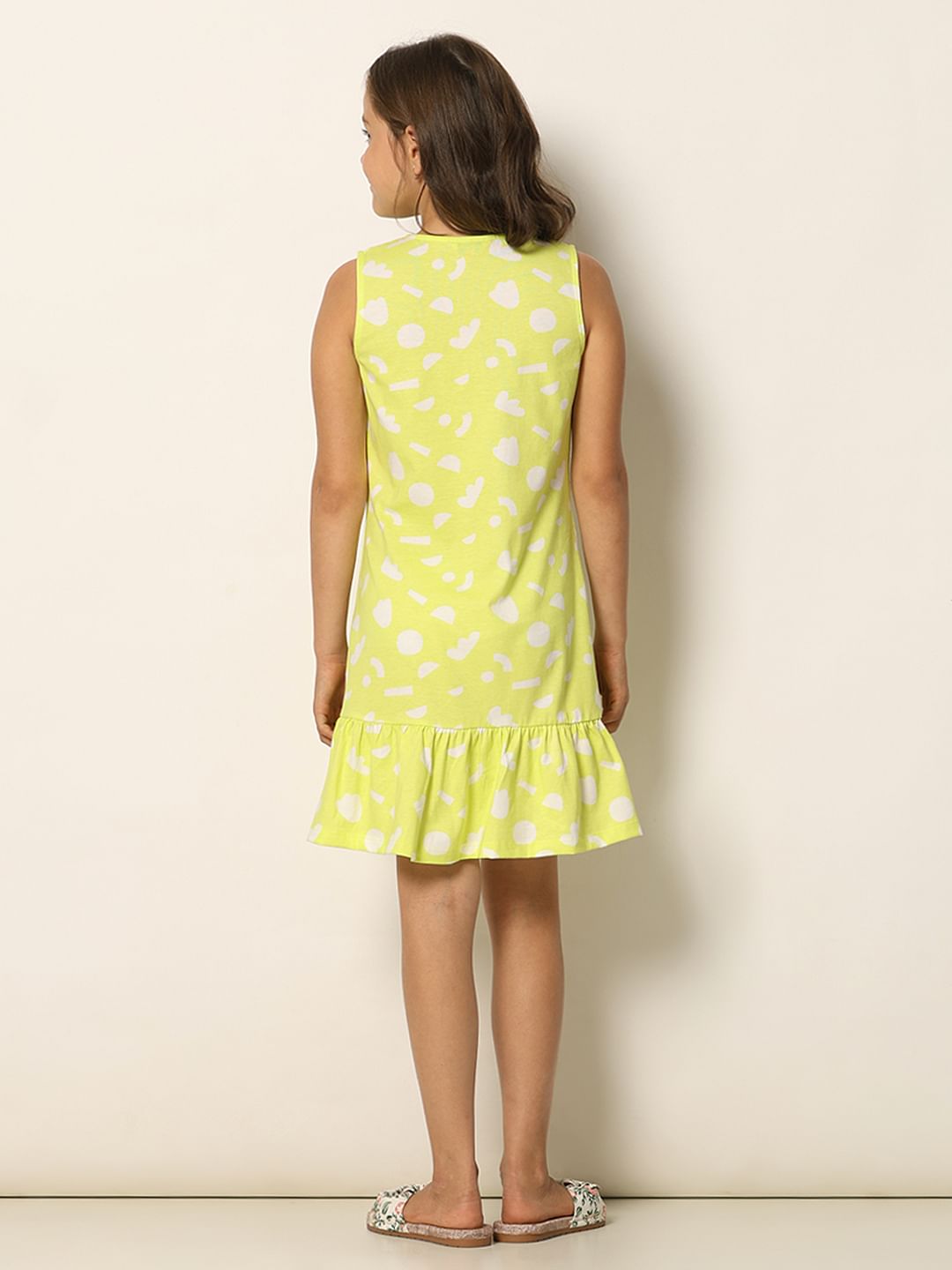 Green Printed Sleeveless Dress