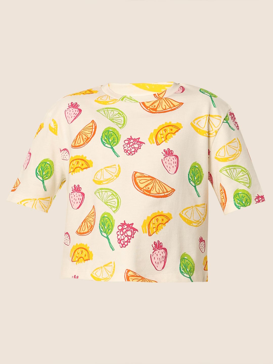 White Printed Co--Ord Set T-Shirt