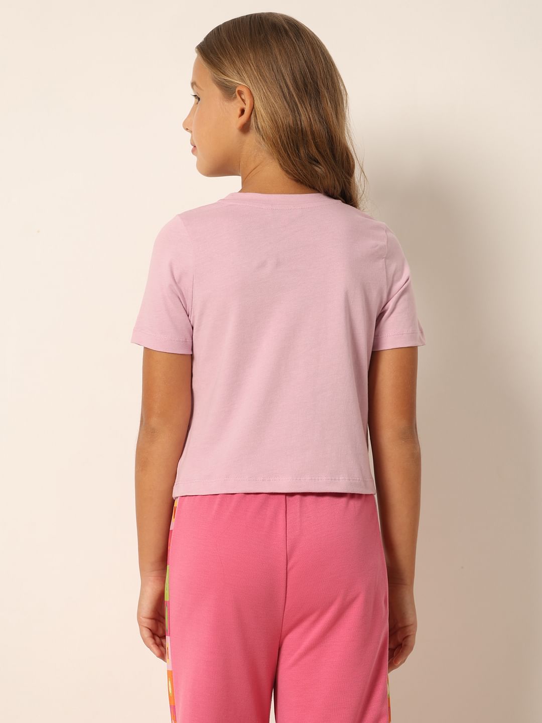 Purple Logo Print Cropped T-Shirt