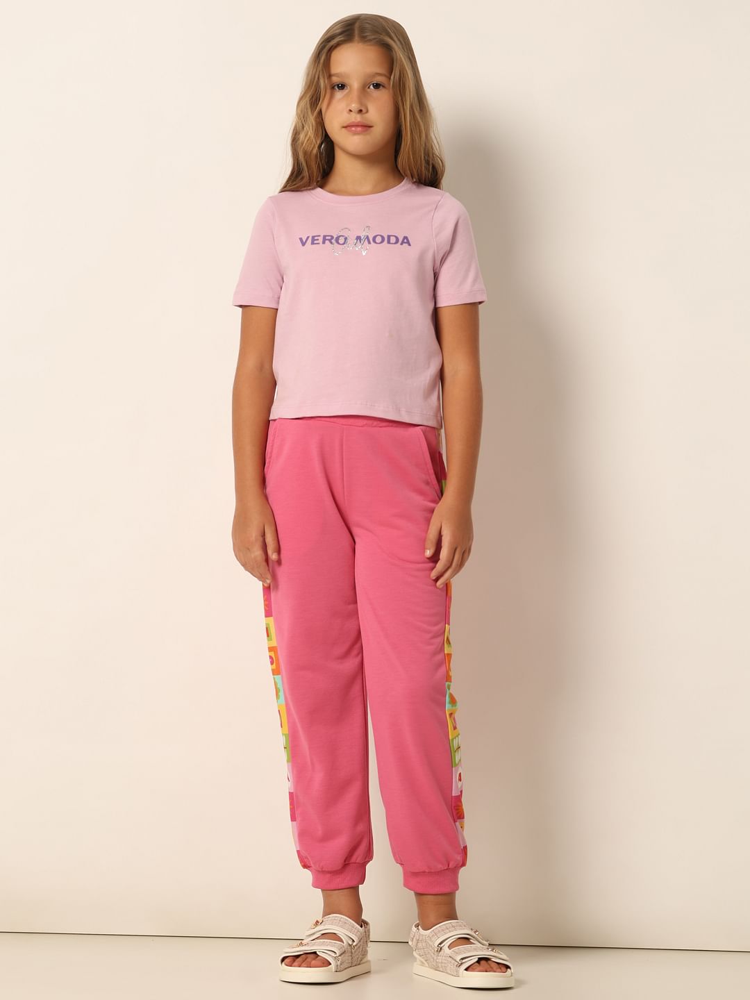 Purple Logo Print Cropped T-Shirt