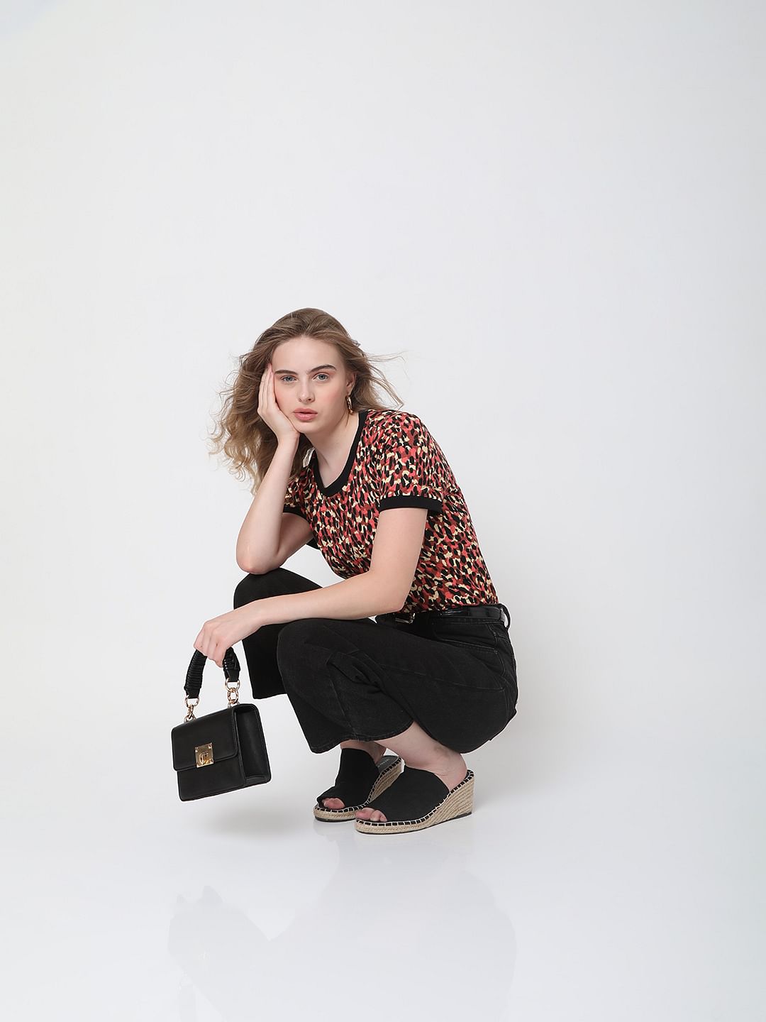 Red Abstract Print Top