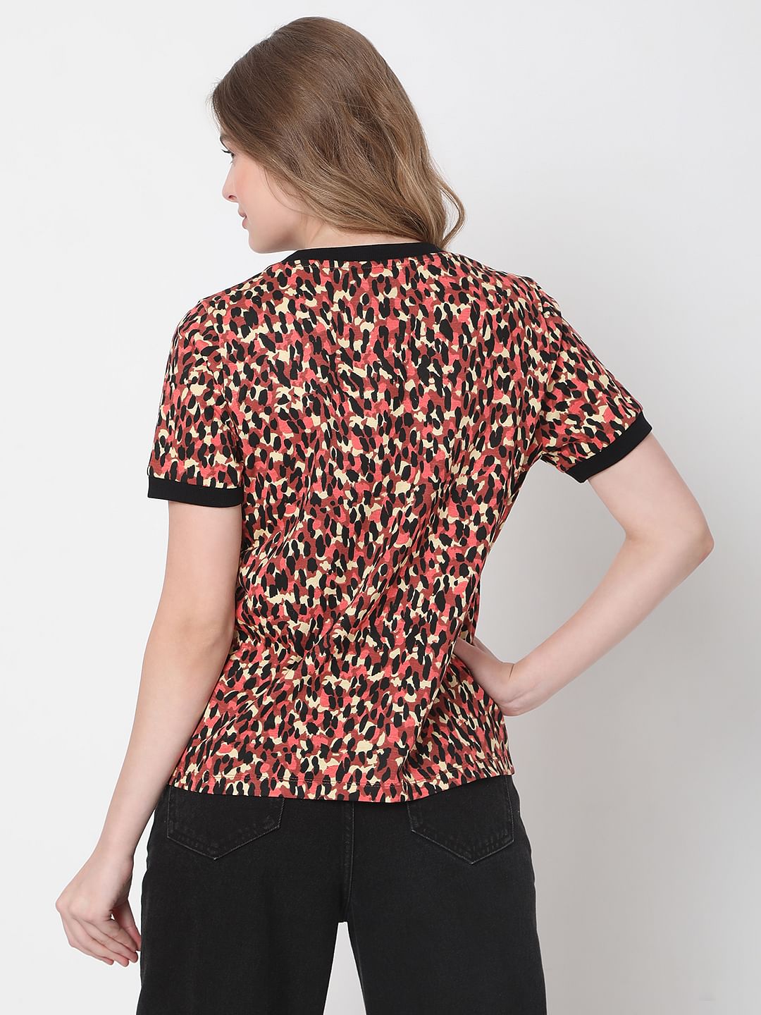 Red Abstract Print Top